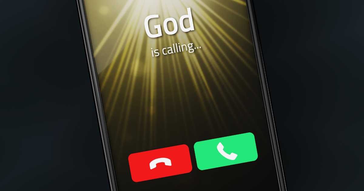 iPhone with God is Calling on the screen.